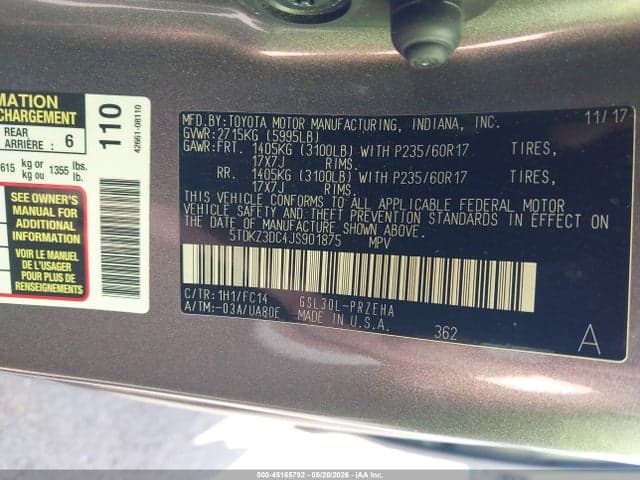 2018 TOYOTA SIENNA LE 9