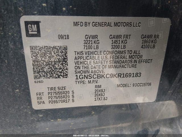 2019 CHEVROLET TAHOE LT 9