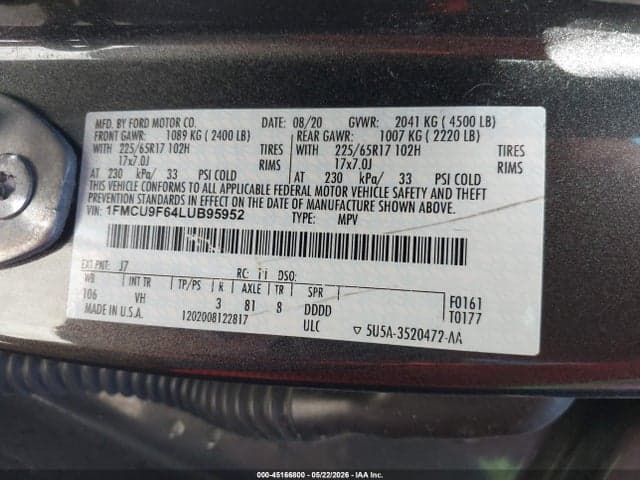 2020 FORD ESCAPE S 9