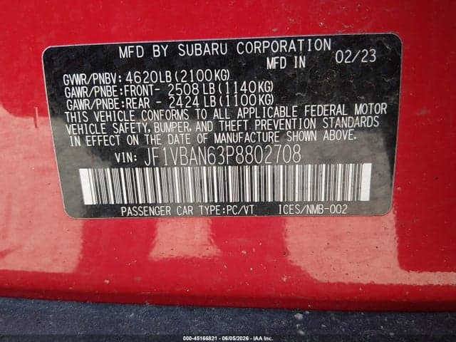 2023 SUBARU WRX LIMITED 9
