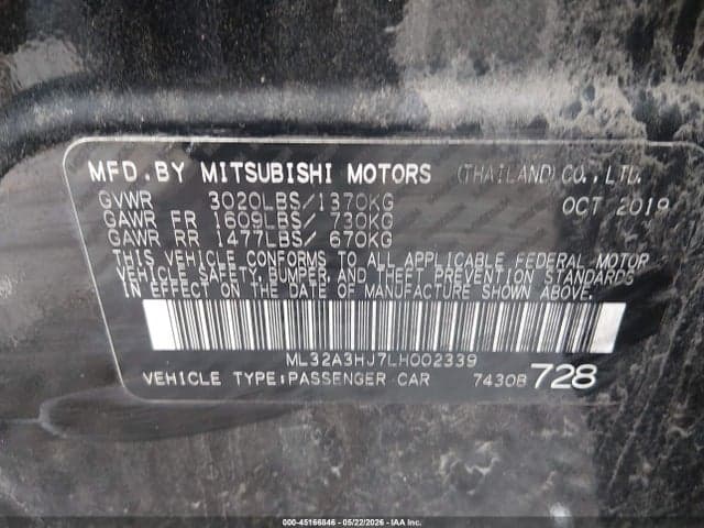 2020 MITSUBISHI MIRAGE ES 9