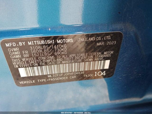 2023 MITSUBISHI MIRAGE G4 ES 9