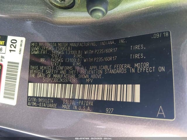 2019 TOYOTA SIENNA XLE 8 PASSENGER 9