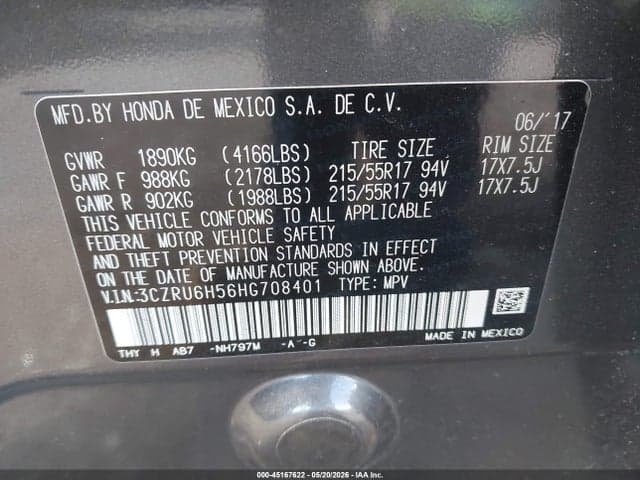 2017 HONDA HR-V EX 9