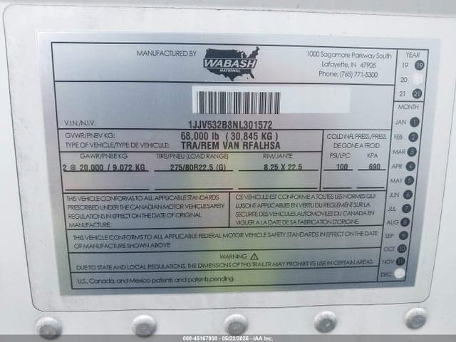 2022 WABASH NATIONAL CORP UNKNOWN 9