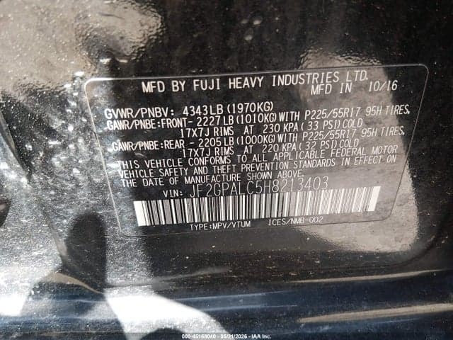 2017 SUBARU CROSSTREK 2.0I LIMITED 9