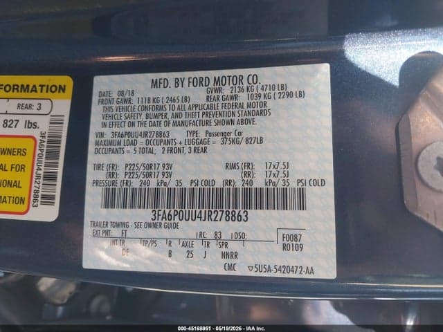 2018 FORD FUSION HYBRID S 9