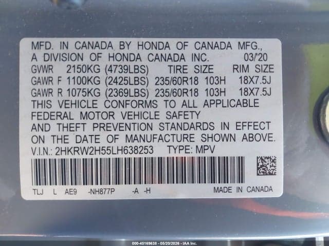 2020 HONDA CR-V AWD EX 9