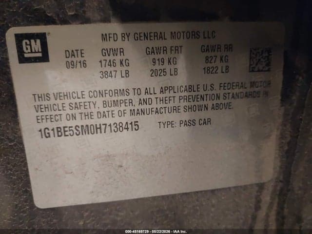 2017 CHEVROLET CRUZE LT AUTO 9