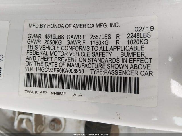 2019 HONDA ACCORD HYBRID TOURING 9