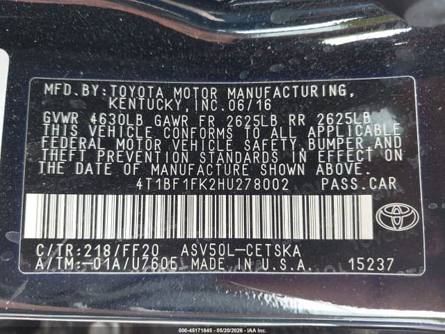 2017 TOYOTA CAMRY SE 9