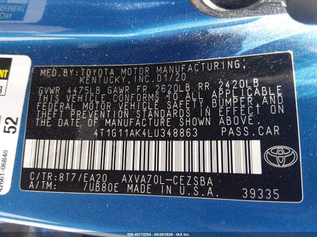 2020 TOYOTA CAMRY SE 9