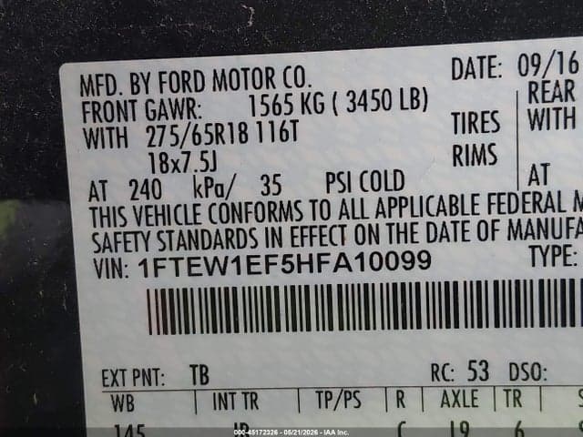 2017 FORD F-150 XLT 9