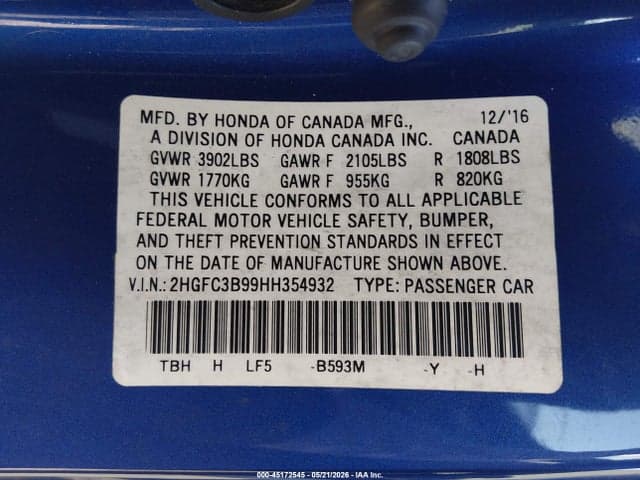 2017 HONDA CIVIC TOURING 9