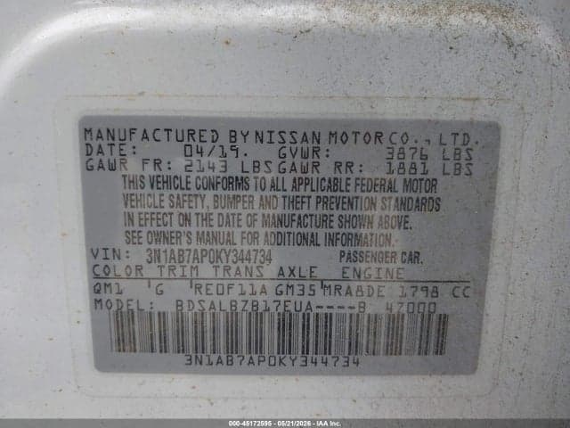 2019 NISSAN SENTRA S 9