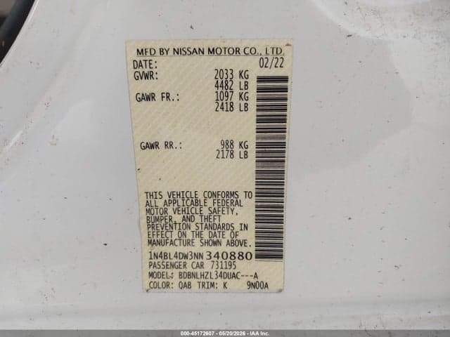 2022 NISSAN ALTIMA SV INTELLIGENT AWD 9