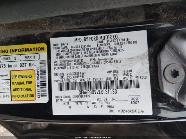 2020 FORD FUSION TITANIUM 9