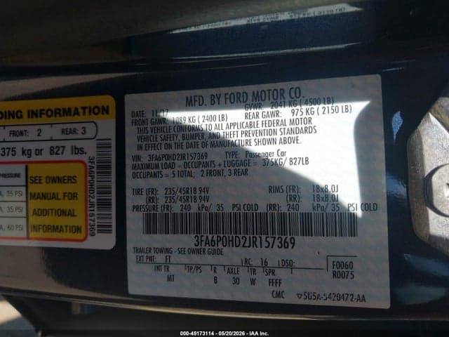 2018 FORD FUSION SE 9