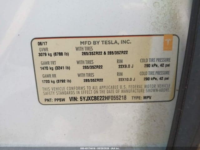 2017 TESLA MODEL X 100D/75D/90D 9