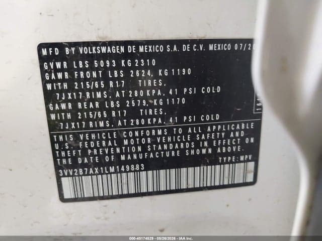 2020 VOLKSWAGEN TIGUAN 2.0T SE/2.0T SE R-LINE BLACK/2.0T SEL 9