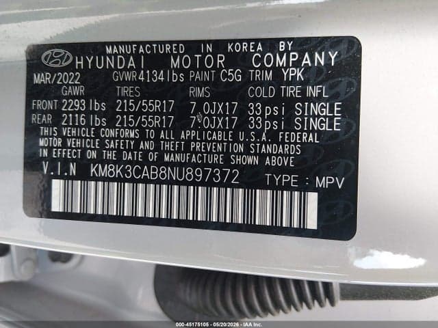 2022 HYUNDAI KONA SEL 9