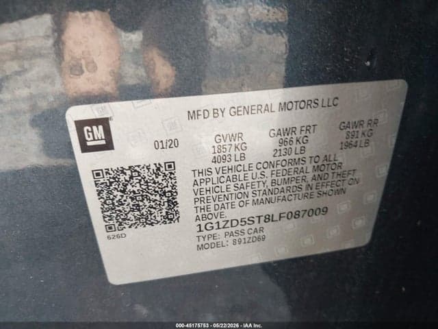 2020 CHEVROLET MALIBU FWD LT 9