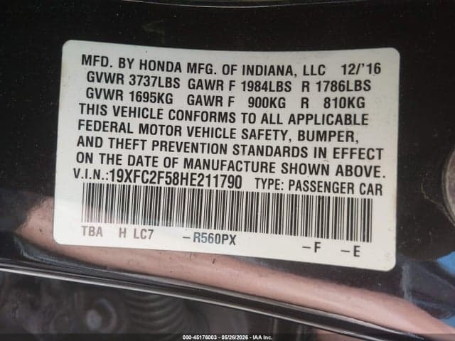 2017 HONDA CIVIC LX 9