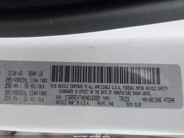 2019 RAM 1500 LIMITED 4X2 5'7 BOX 9