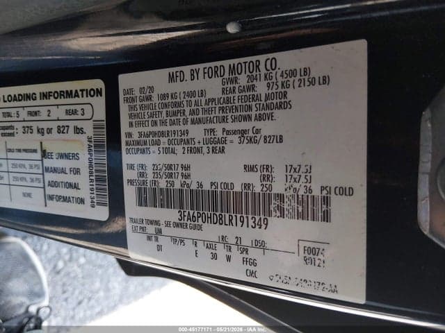 2020 FORD FUSION SE 9