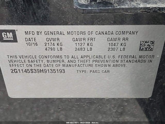2017 CHEVROLET IMPALA 2LZ 9