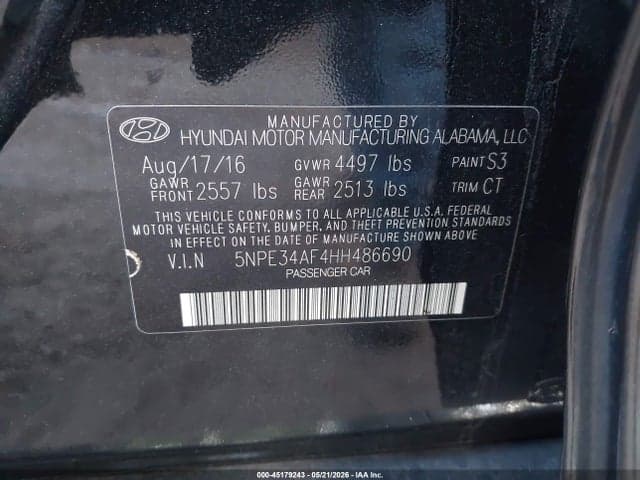 2017 HYUNDAI SONATA SPORT 9
