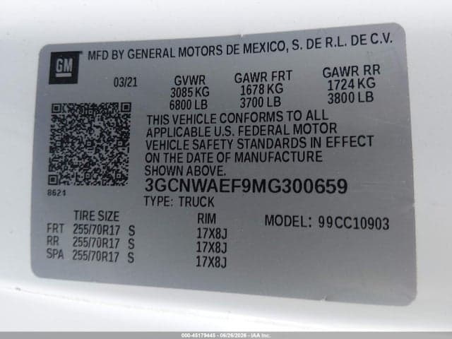 2021 CHEVROLET SILVERADO 1500 2WD LONG BED WT 9