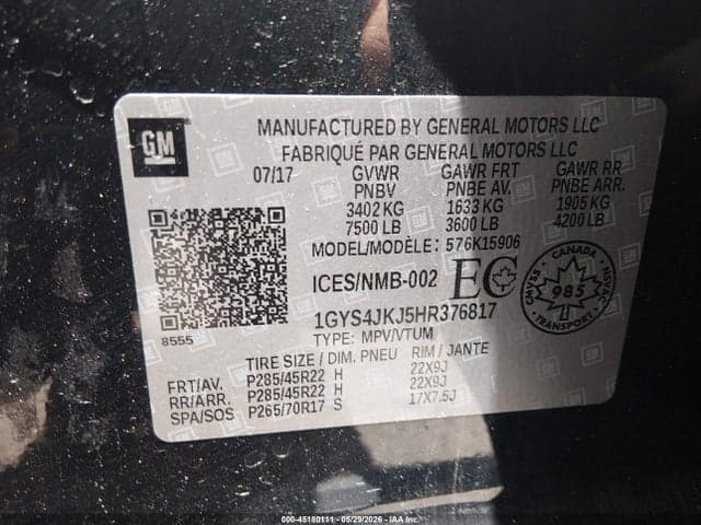2017 CADILLAC ESCALADE ESV PREMIUM LUXURY 9