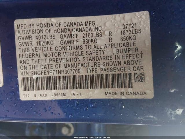 2022 HONDA CIVIC EX 9
