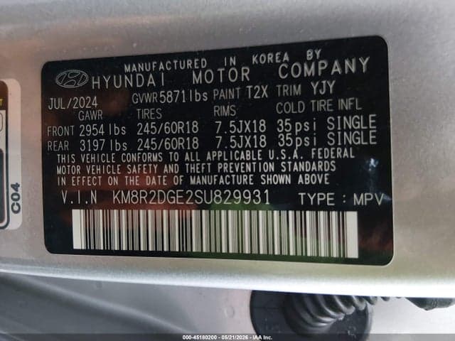 2025 HYUNDAI PALISADE SEL 9