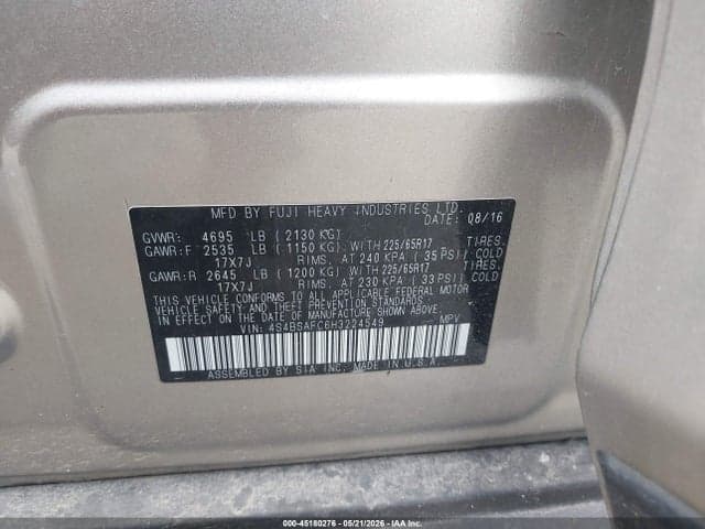 2017 SUBARU OUTBACK 2.5I PREMIUM 9