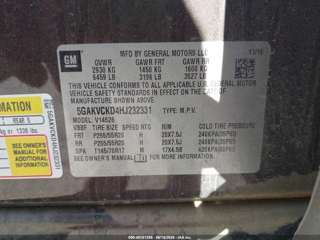 2017 BUICK ENCLAVE PREMIUM 10