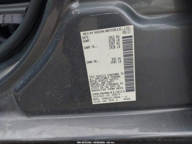 2022 NISSAN ALTIMA S FWD 10