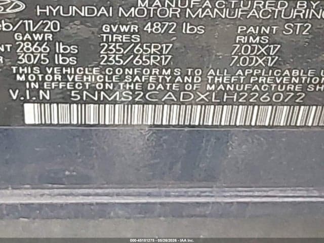 2020 HYUNDAI SANTA FE SE 9
