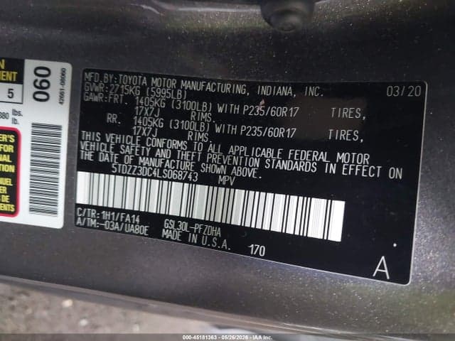 2020 TOYOTA SIENNA L 9