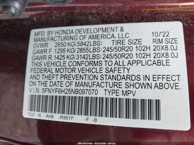 2022 HONDA PILOT AWD SPECIAL EDITION 9
