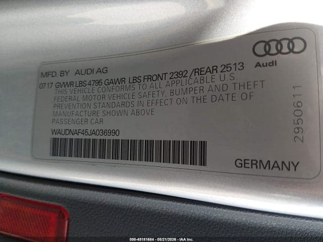 2018 AUDI A4 2.0T PREMIUM 10