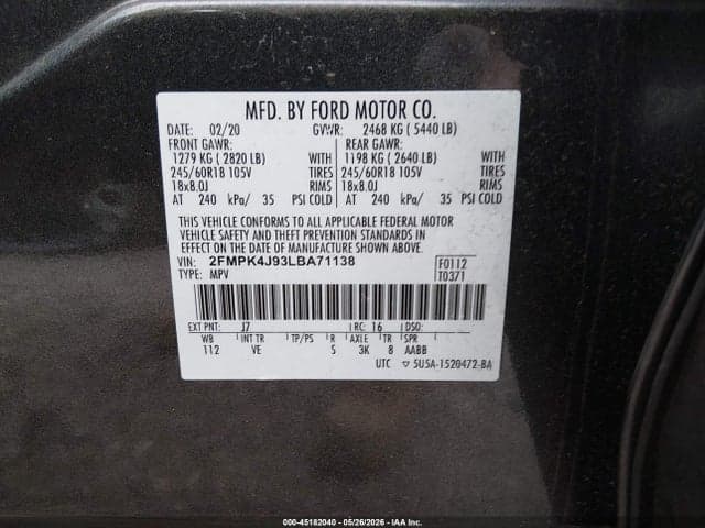 2020 FORD EDGE SEL 9