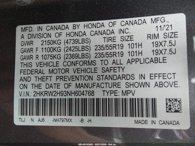 2022 HONDA CR-V AWD TOURING 9