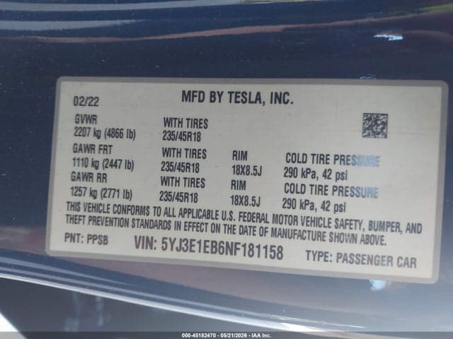 2022 TESLA MODEL 3 LONG RANGE DUAL MOTOR ALL-WHEEL DRIVE 9