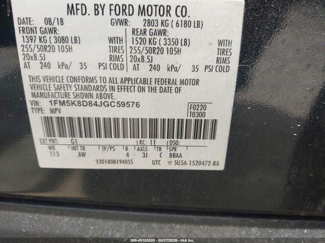 2018 FORD EXPLORER XLT 9