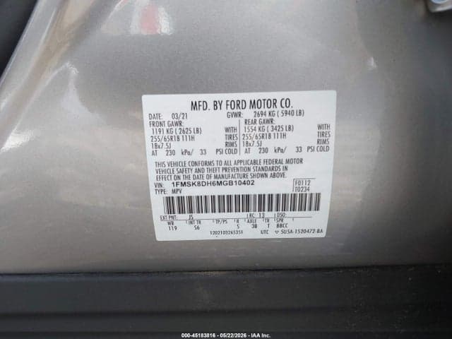 2021 FORD EXPLORER XLT 9
