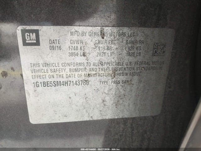 2017 CHEVROLET CRUZE LT AUTO 9
