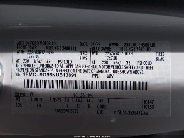 2022 FORD ESCAPE SE 9