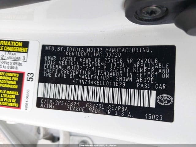 2020 TOYOTA CAMRY TRD V6 9